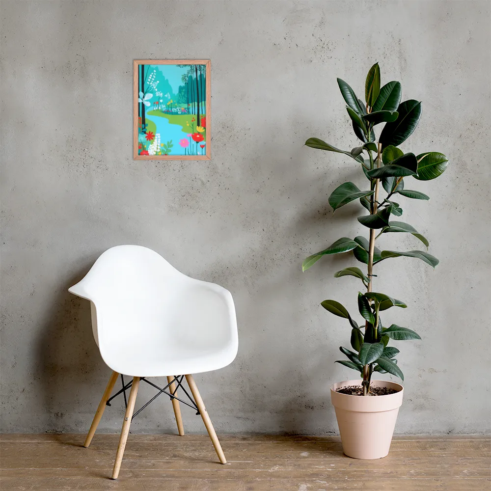 Whispers of Spring: A Colorful Retreat | Poster with Red oak Frame | 12″×16″