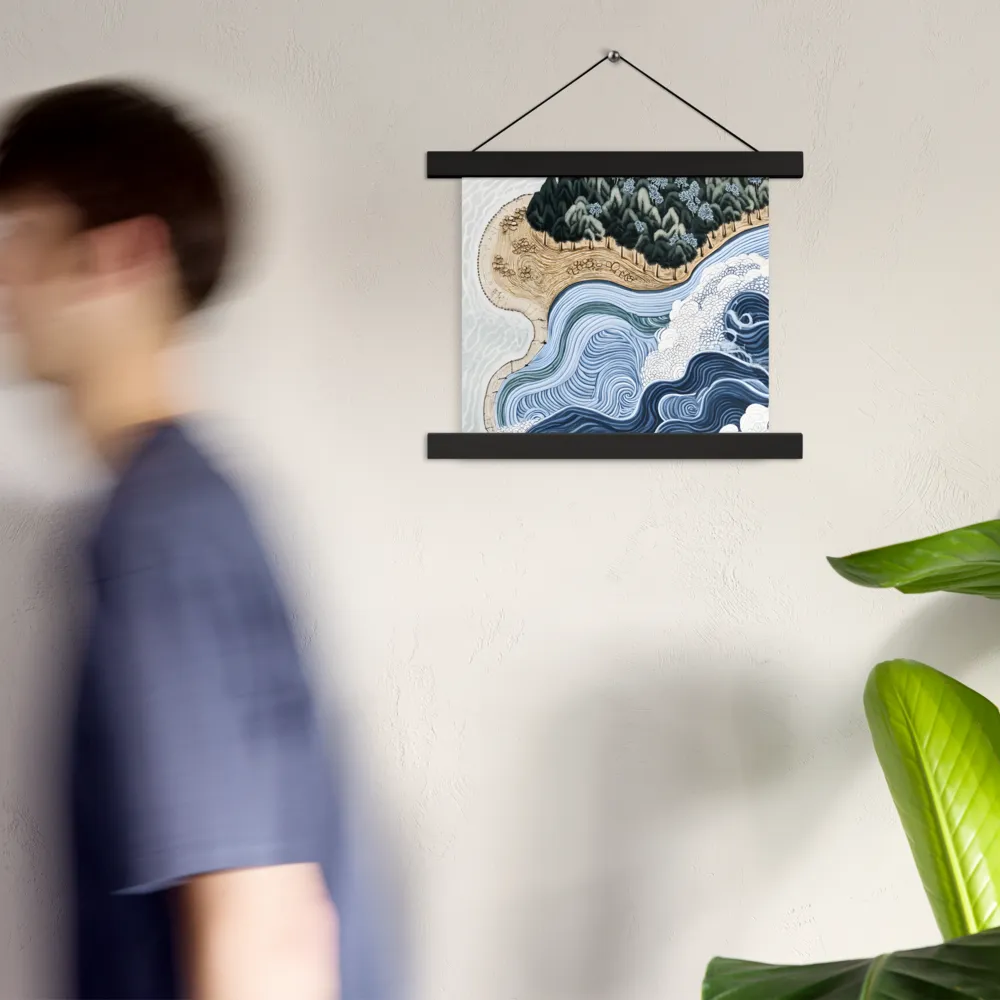 Oceanic Harmony: A Tranquil Landscape | Poster With Black Wood Hanger | 10″×10″