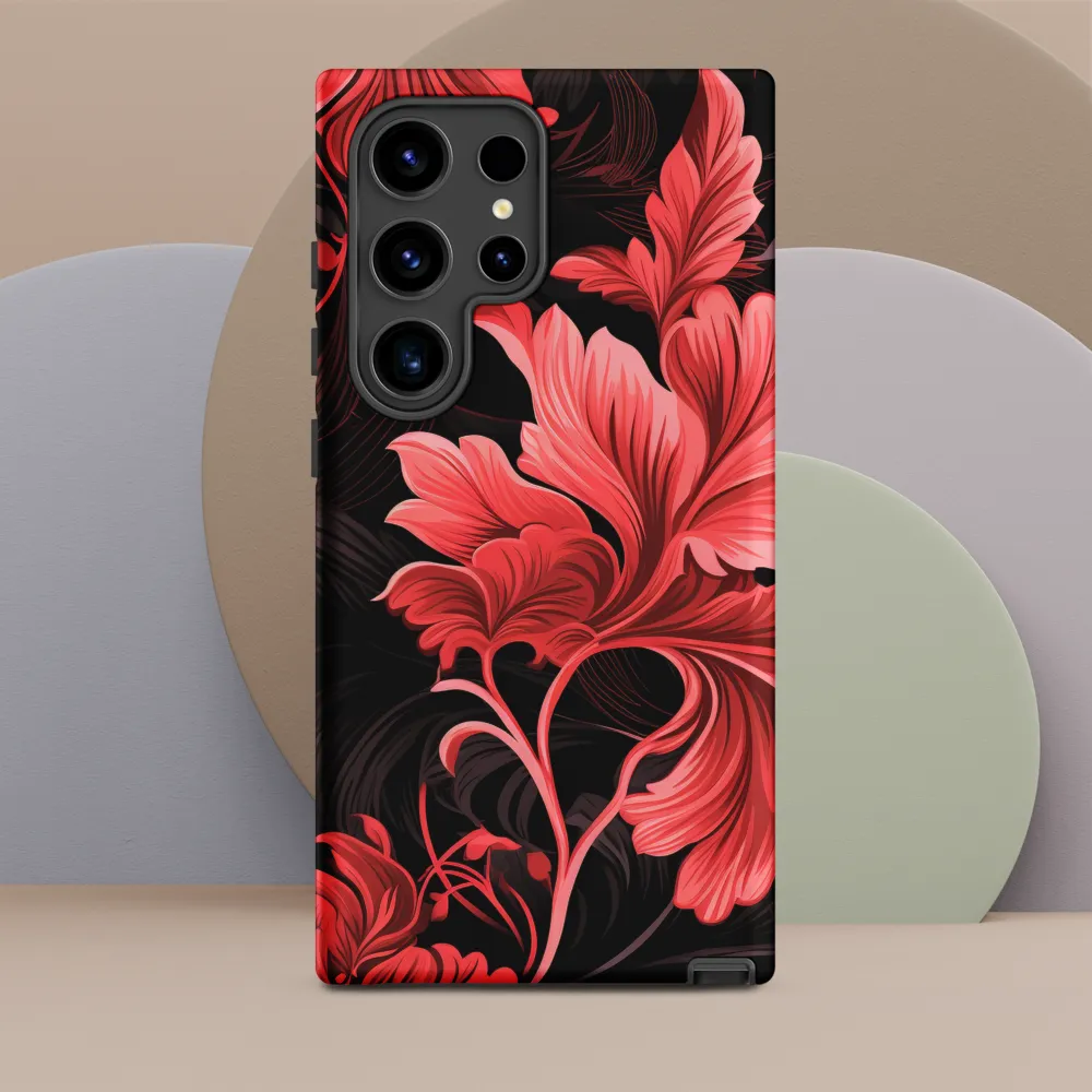 Tropical Elegance in Red | Phone Case |  S24 Ultra | Tough Case | Matte