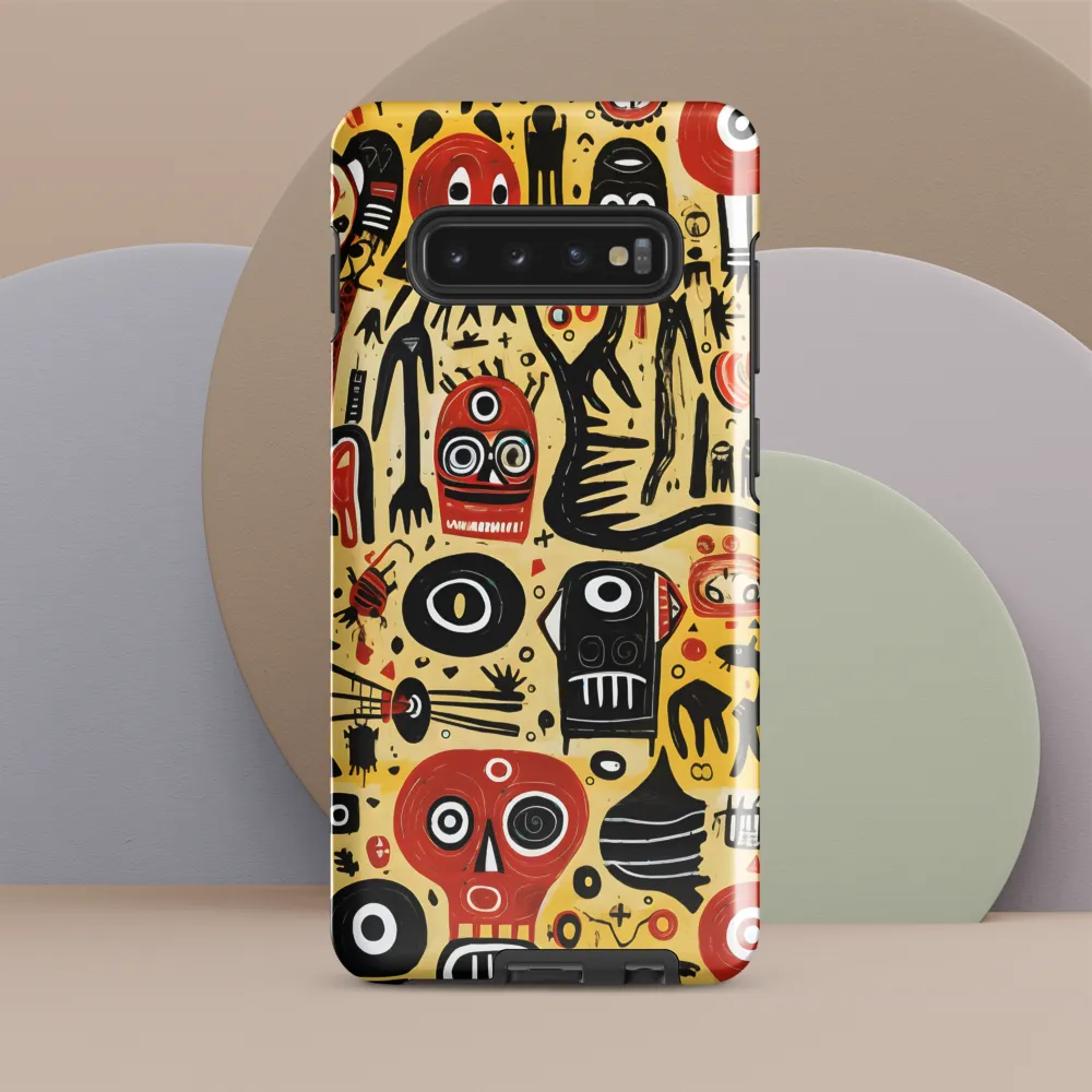 Abstract Encounters: A Dance of Faces and Symbols | Phone Case |  S10 Plus | Tough Case | Glossy