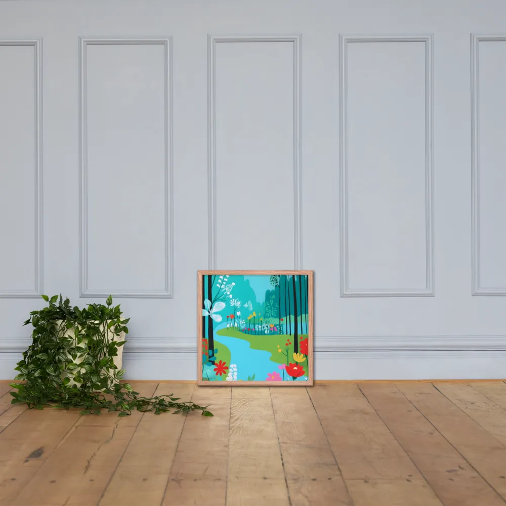 Whispers of Spring: A Colorful Retreat | Poster with Red oak Frame | 18″×18″