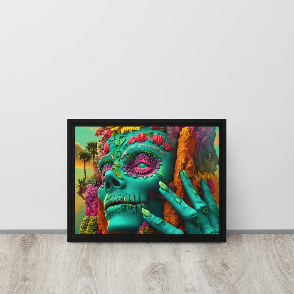 Ethereal Skull Garden | Canvas with Black Frame | 12″×16″