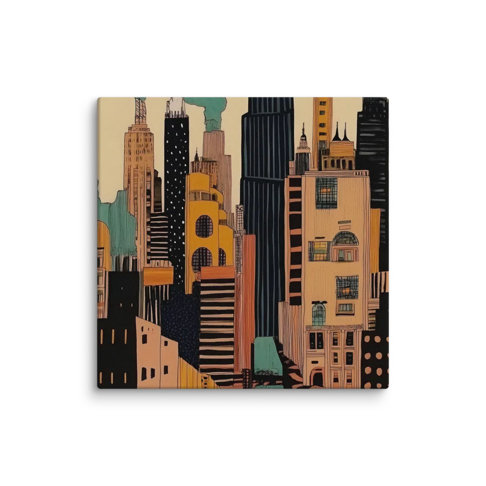 Urban Symphony in Ink | Canvas | 14″×14″