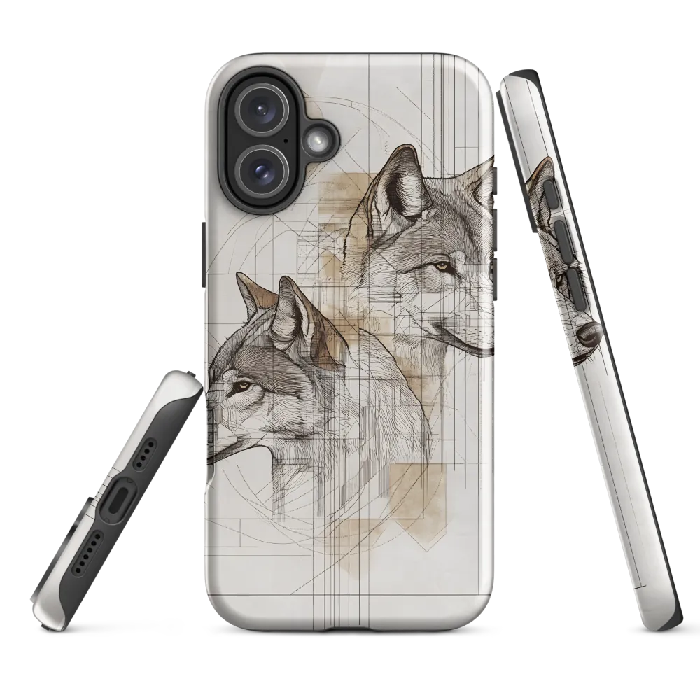 Geometric Harmony: The Essence of Wolves | Phone Case |  16 Plus | Tough Case | Glossy