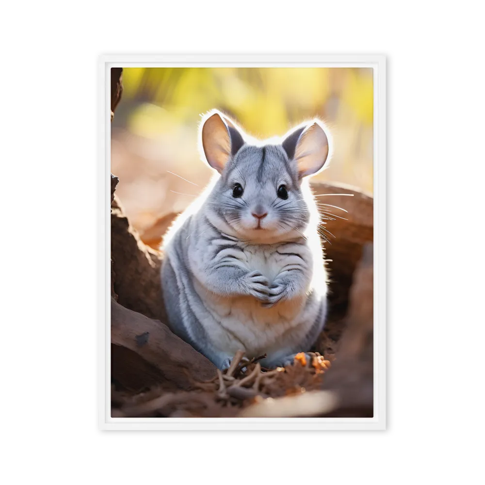 Gentle Whispers of Nature: The Chinchilla | Canvas with White Frame | 24″×32″