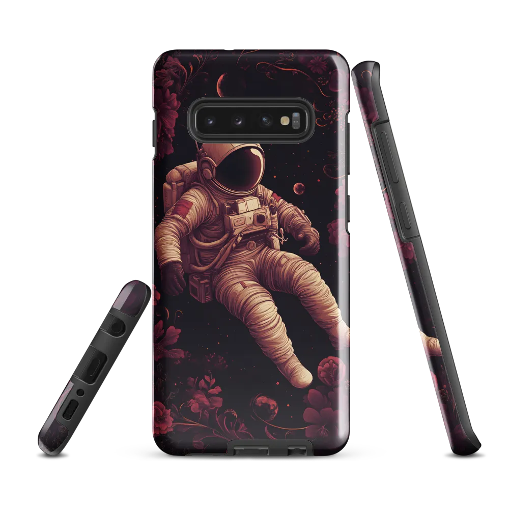 Cosmic Bloom: An Astronaut's Journey | Phone Case |  S10 Plus | Tough Case | Glossy