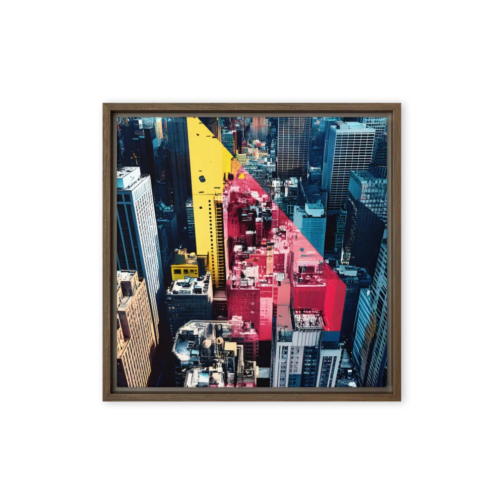 Dynamic Urban Symphony | Canvas with Brown Frame | 16″×16″