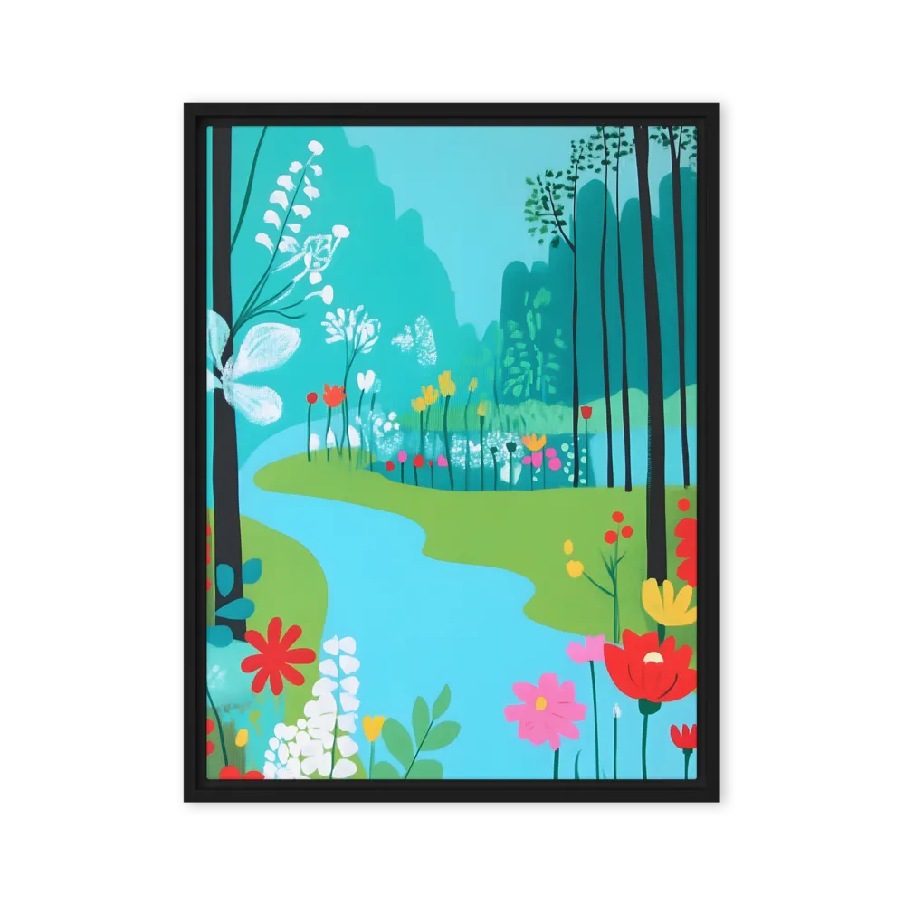 Whispers of Spring: A Colorful Retreat | Canvas with Black Frame | 24″×32″