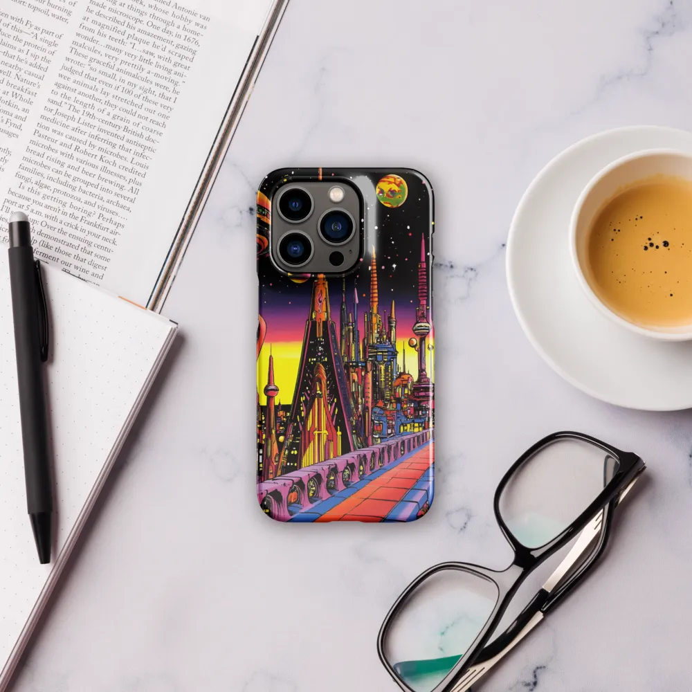 Futuristic Cosmos: A Journey Through Neon Cities | Phone Case |  14 Pro | Snap Case | Glossy