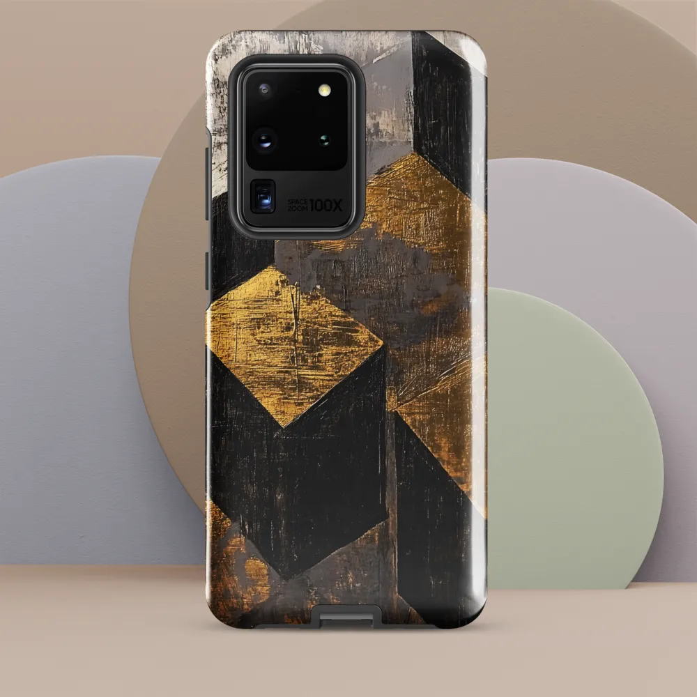 Geometric Harmony in Gold and Black | Phone Case |  S20 Ultra | Tough Case | Glossy