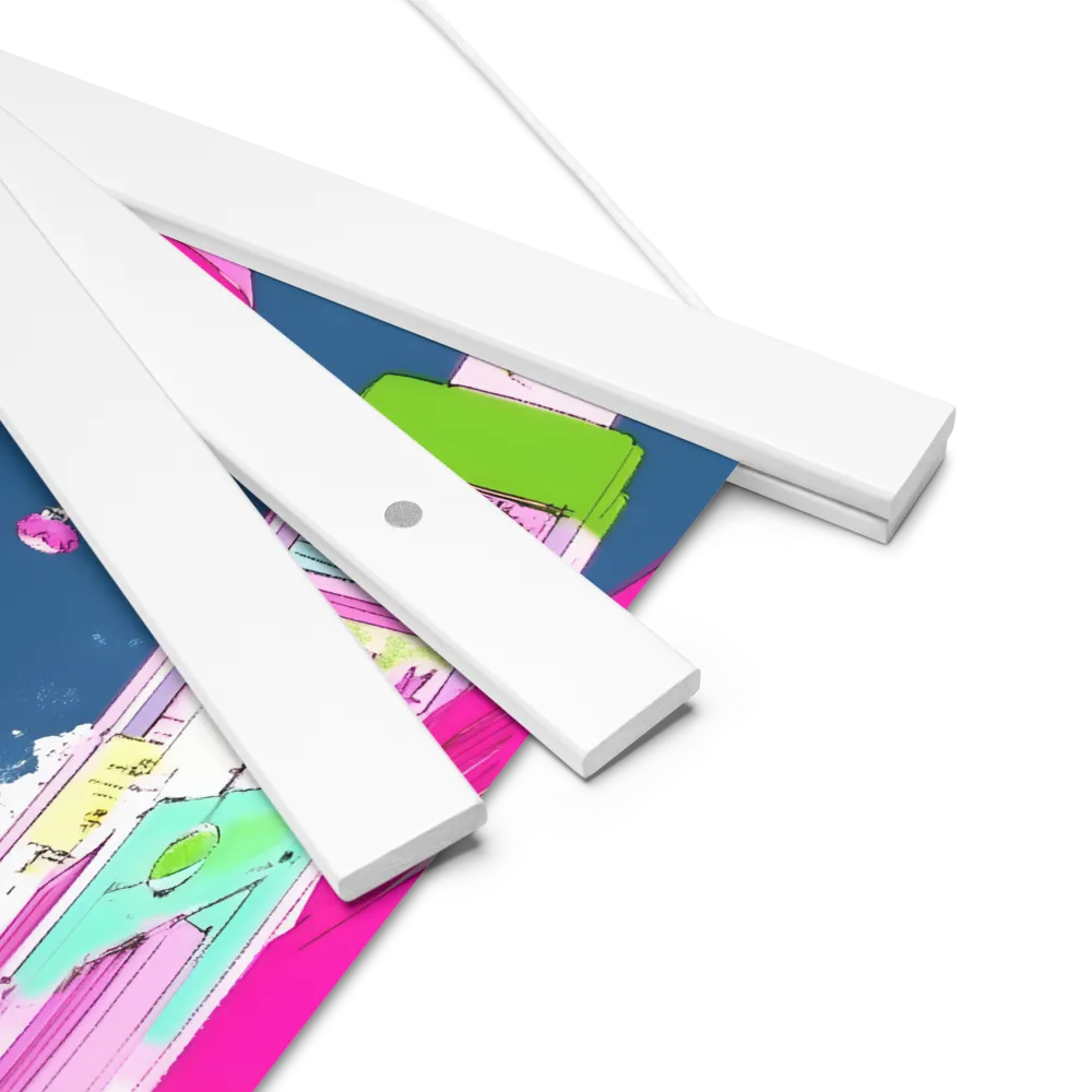Futuristic Cityscape with Floating Structures | Poster With White Wood Hanger | 10″×10″