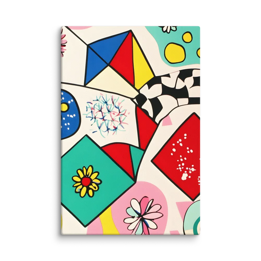 Joyful Geometry: A Playful Dance of Shapes and Colors | Canvas | 8″×12″