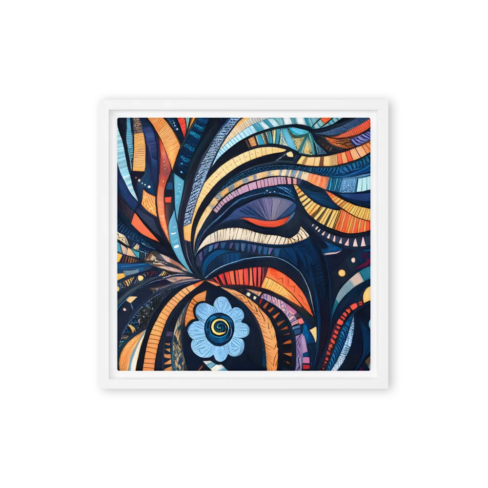 Luminous Abstract Bloom 
 Canvas with White Frame