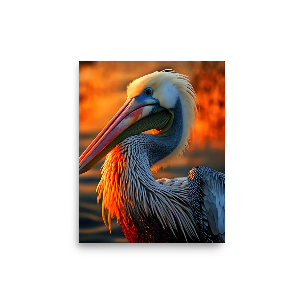 Elegance of the Pelican at Sunset | Poster | 8″×10″