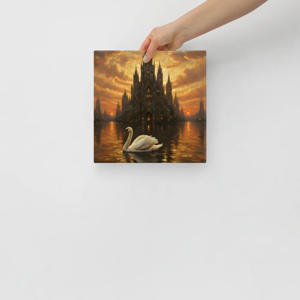Swan at Gothic Sunset 
 Canvas | 10″x 10″