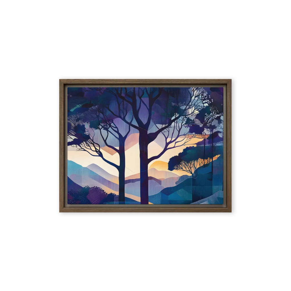 Tranquil Geometry: A Journey Through Color | Canvas with Brown Frame | 12″×16″