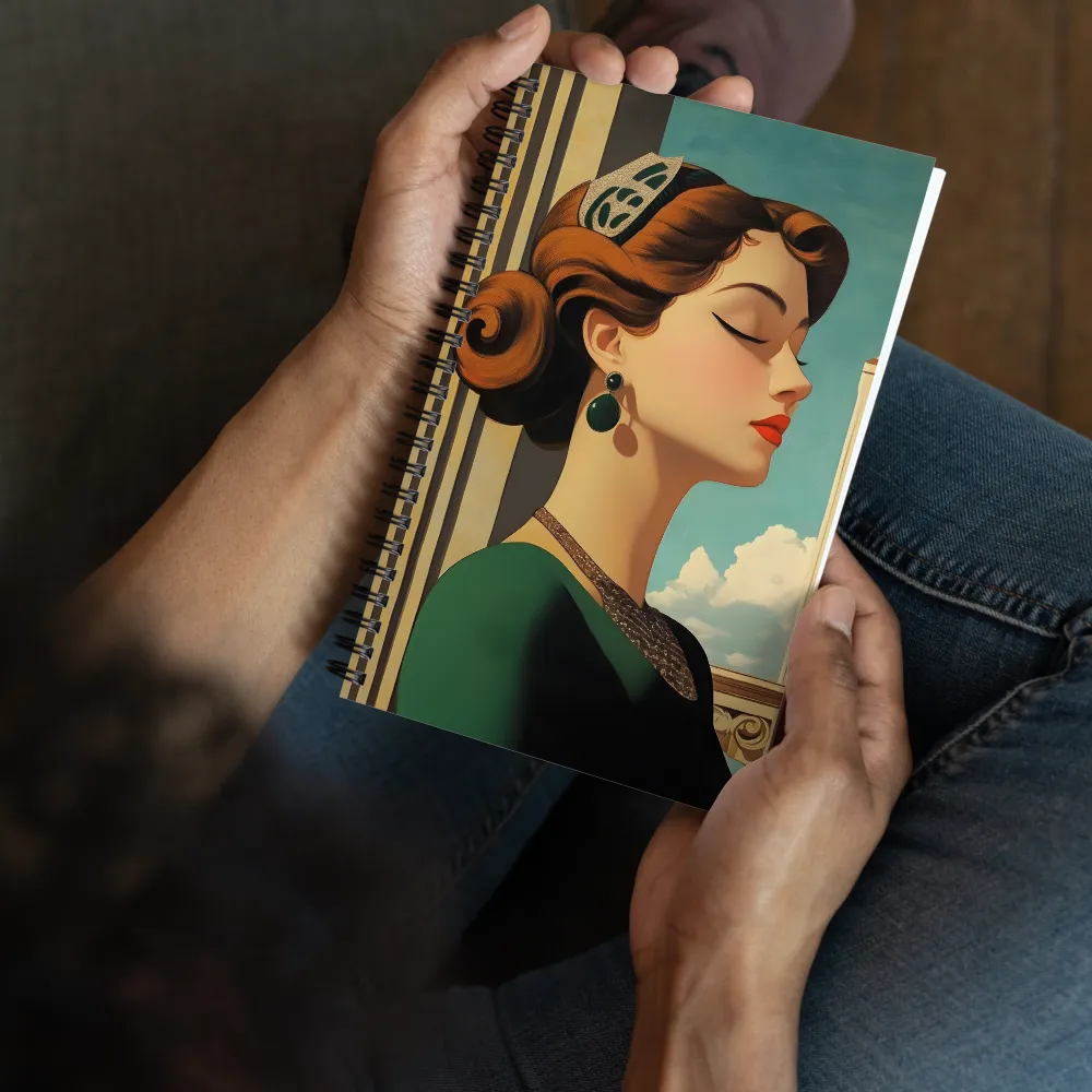 Elegance in Art Deco: A Portrait of Grace | Spiral Notebook