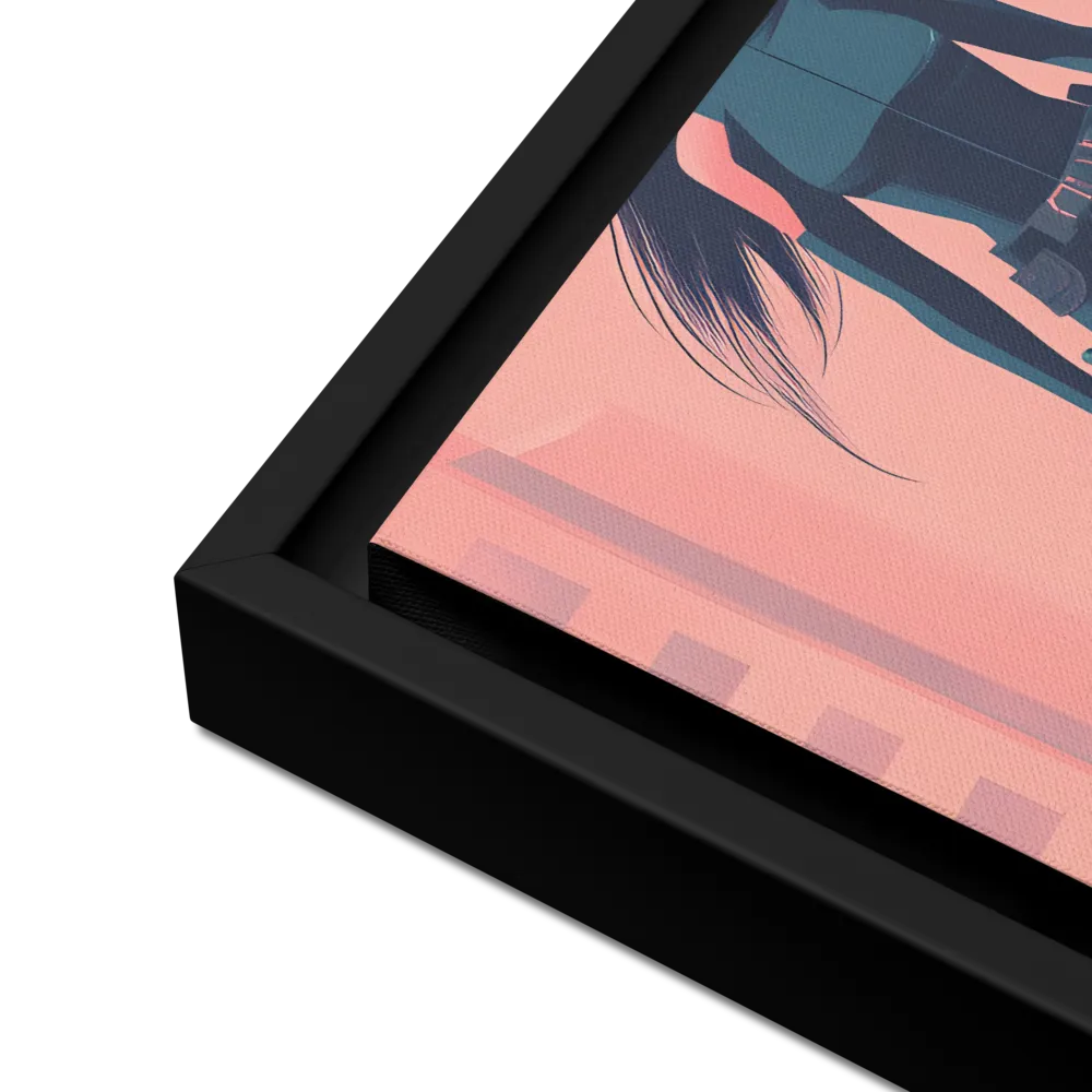 Urban Sentinel: A Warrior's Stand | Canvas with Black Frame | 16″×16″