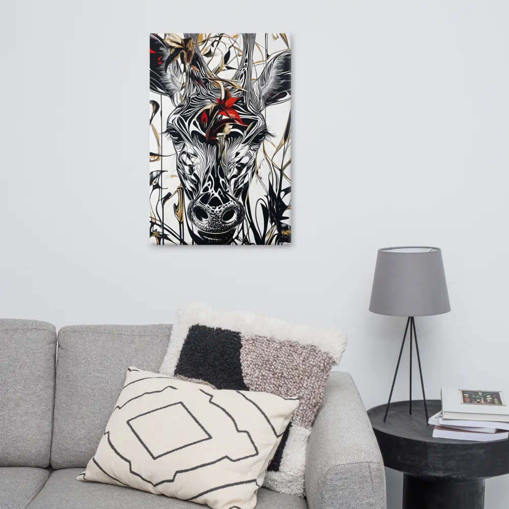 Floral Elegance: The Giraffe's Portrait | Canvas | 24″×36″