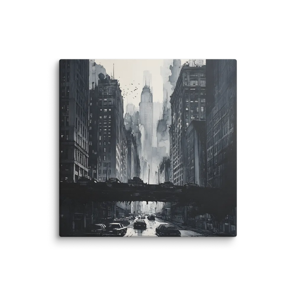 City Whispers: A Monochrome Reflection | Canvas | 28″×28″