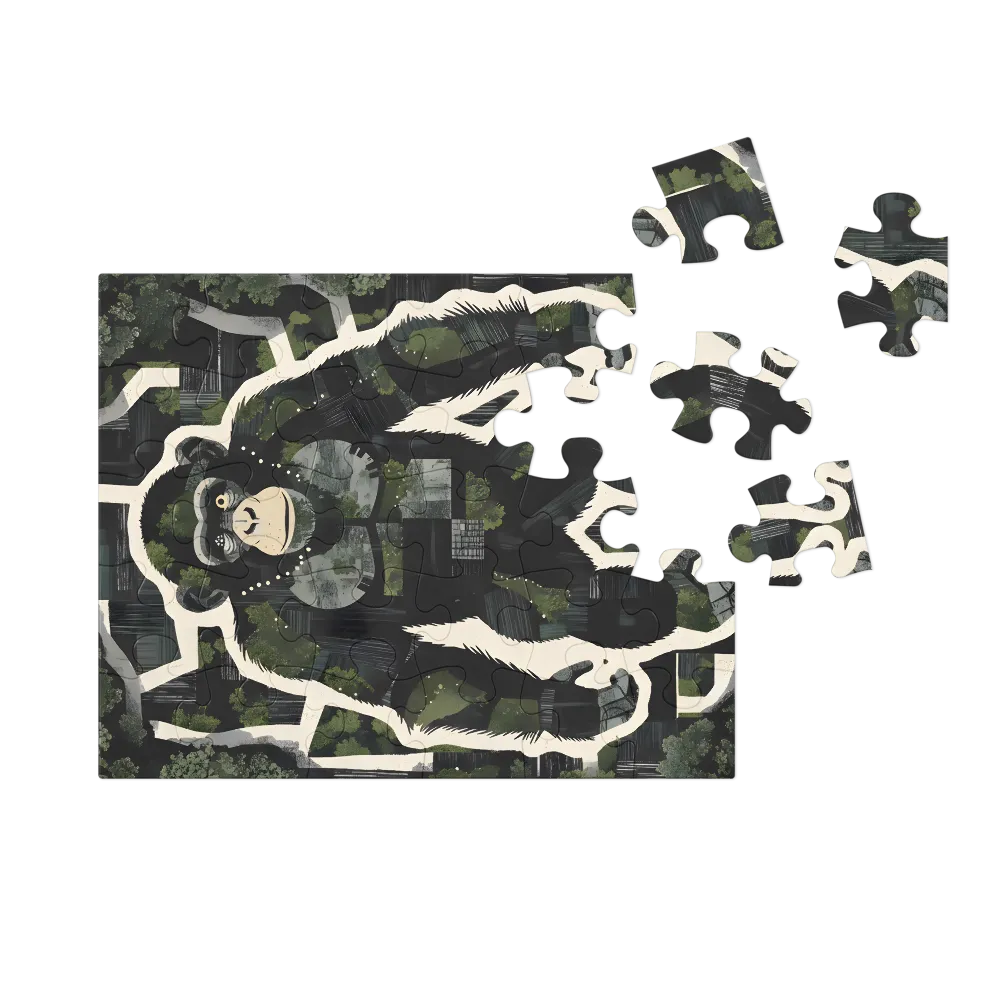 Patchwork Chimpanzee 
 Jigsaw Puzzle in Tin Box