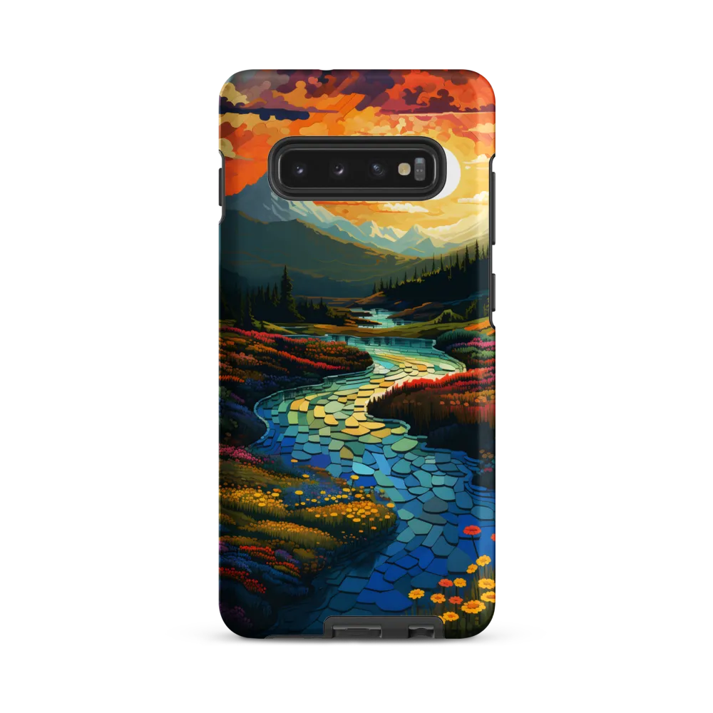 Serenity in Sunset: A Winding River's Embrace