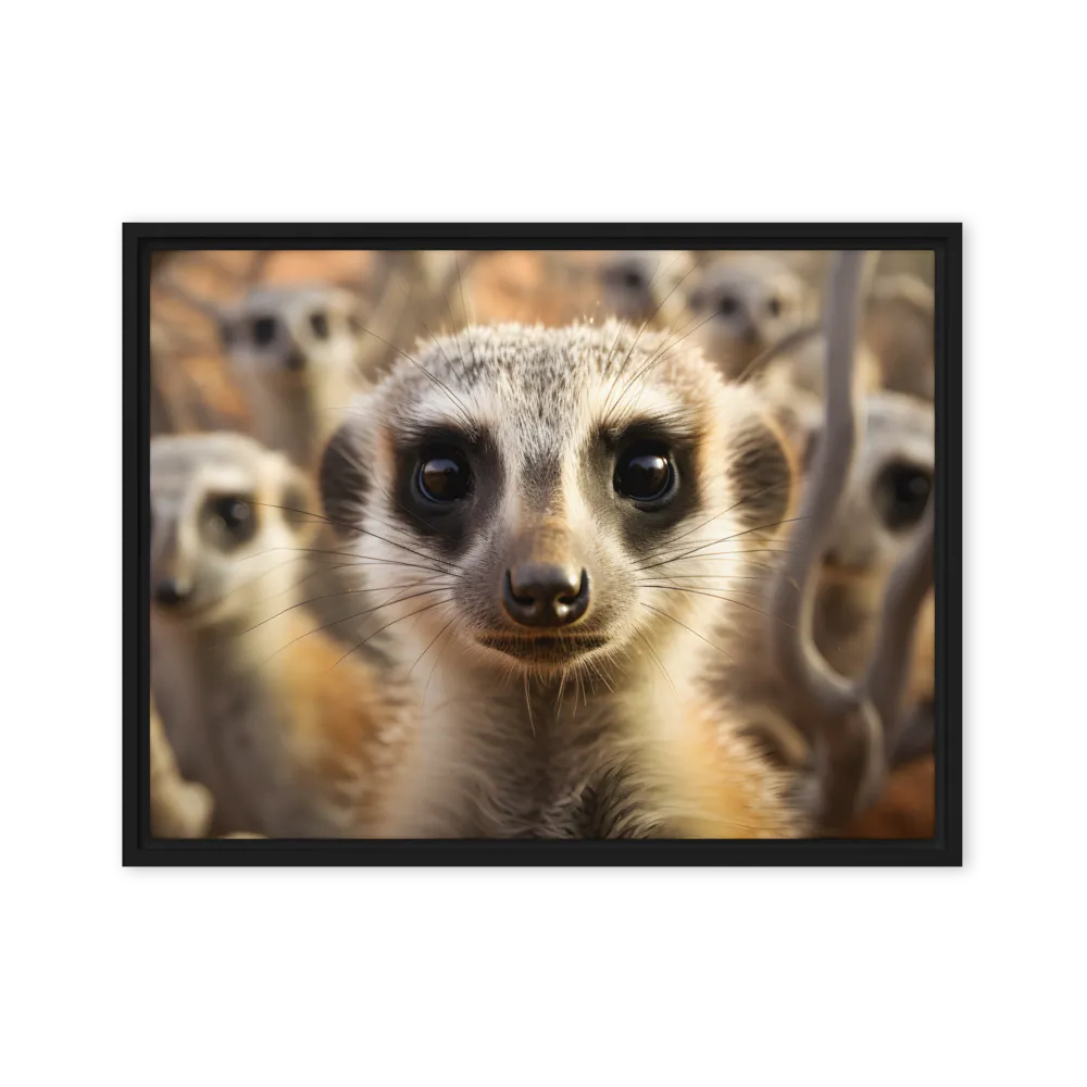 Curious Meerkats in Community | Canvas with Black Frame | 18″×24″