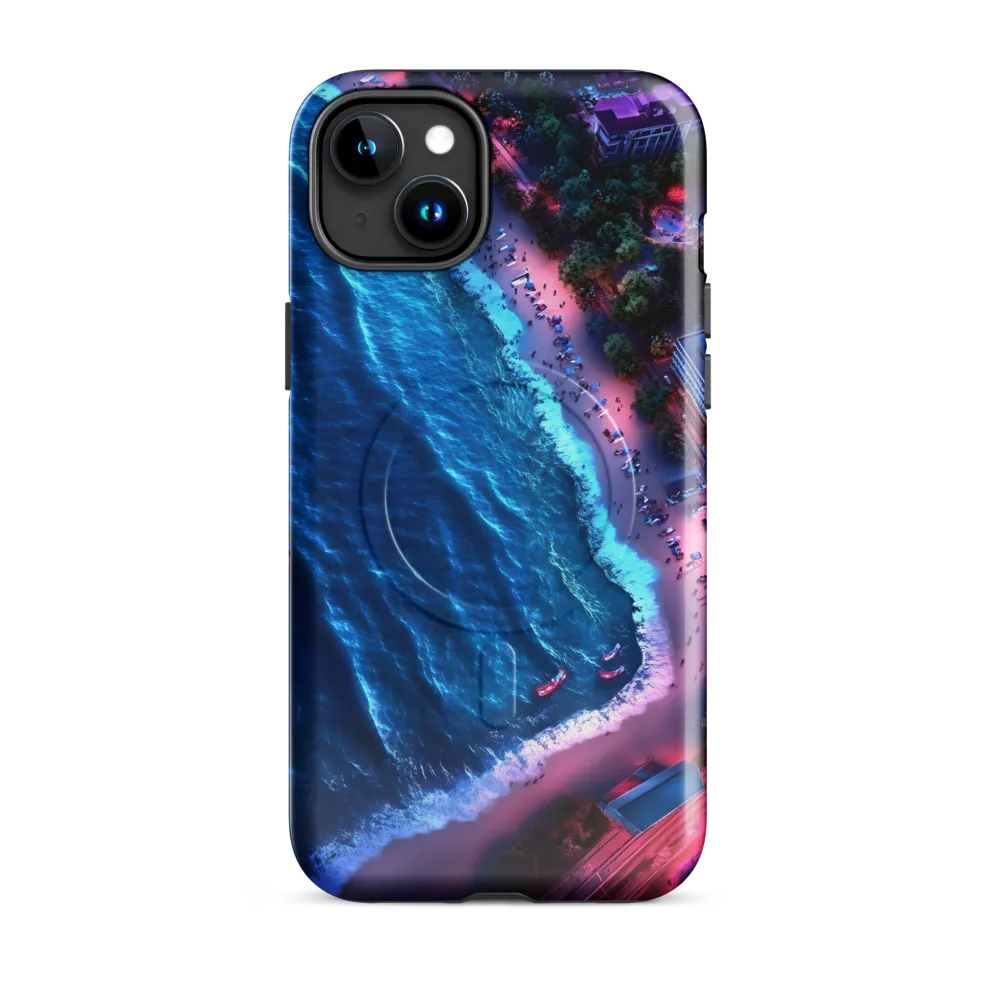 Twilight Reflections: A Serene Beach Aerial | Phone Case |  15 Plus | MagSafe® Tough Case | Glossy