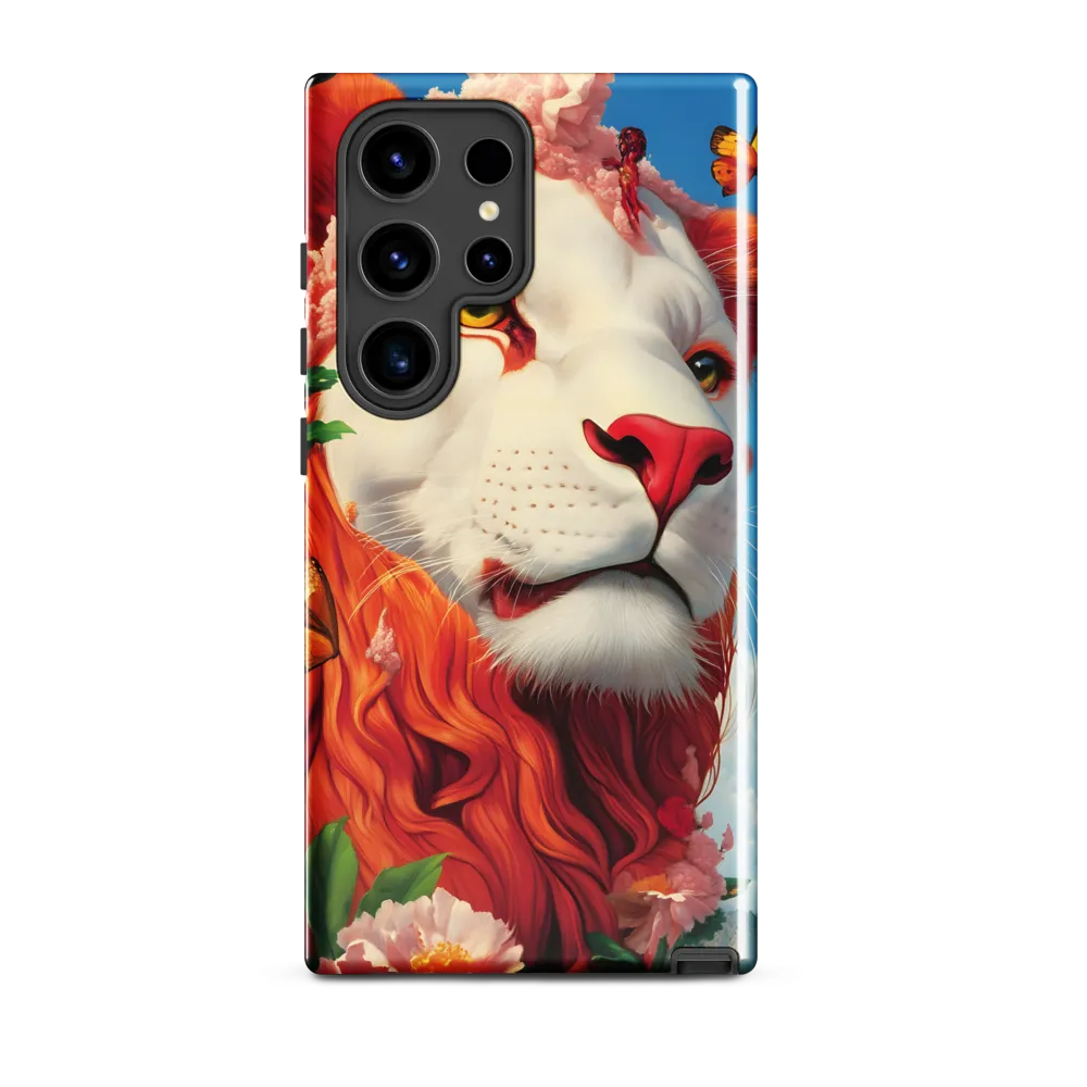 Majestic Lion Amidst Floral Splendor