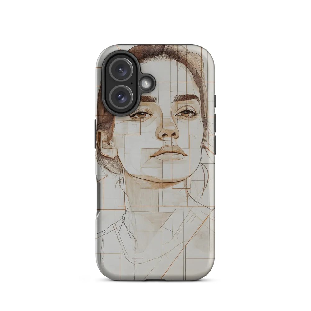 Geometric Serenity: A Minimalist Portrait | Phone Case |  16 | Tough Case | Matte