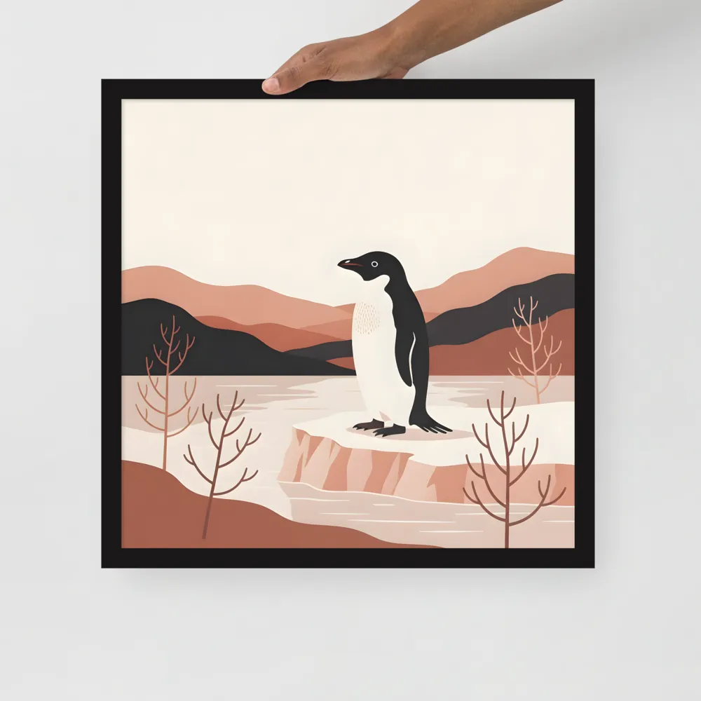 Penguin on Ice Floe 
 Poster with Black Frame | 18″x 18″