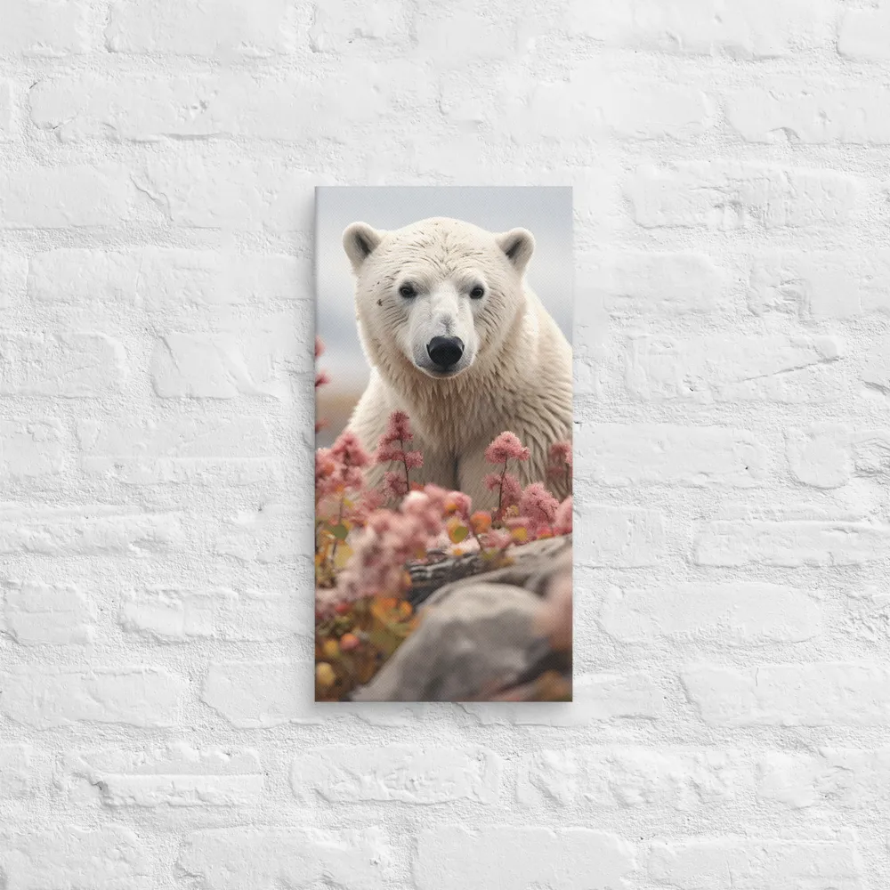 Curiosity Among Blooms: The Polar Bear | Canvas | 10″×20″