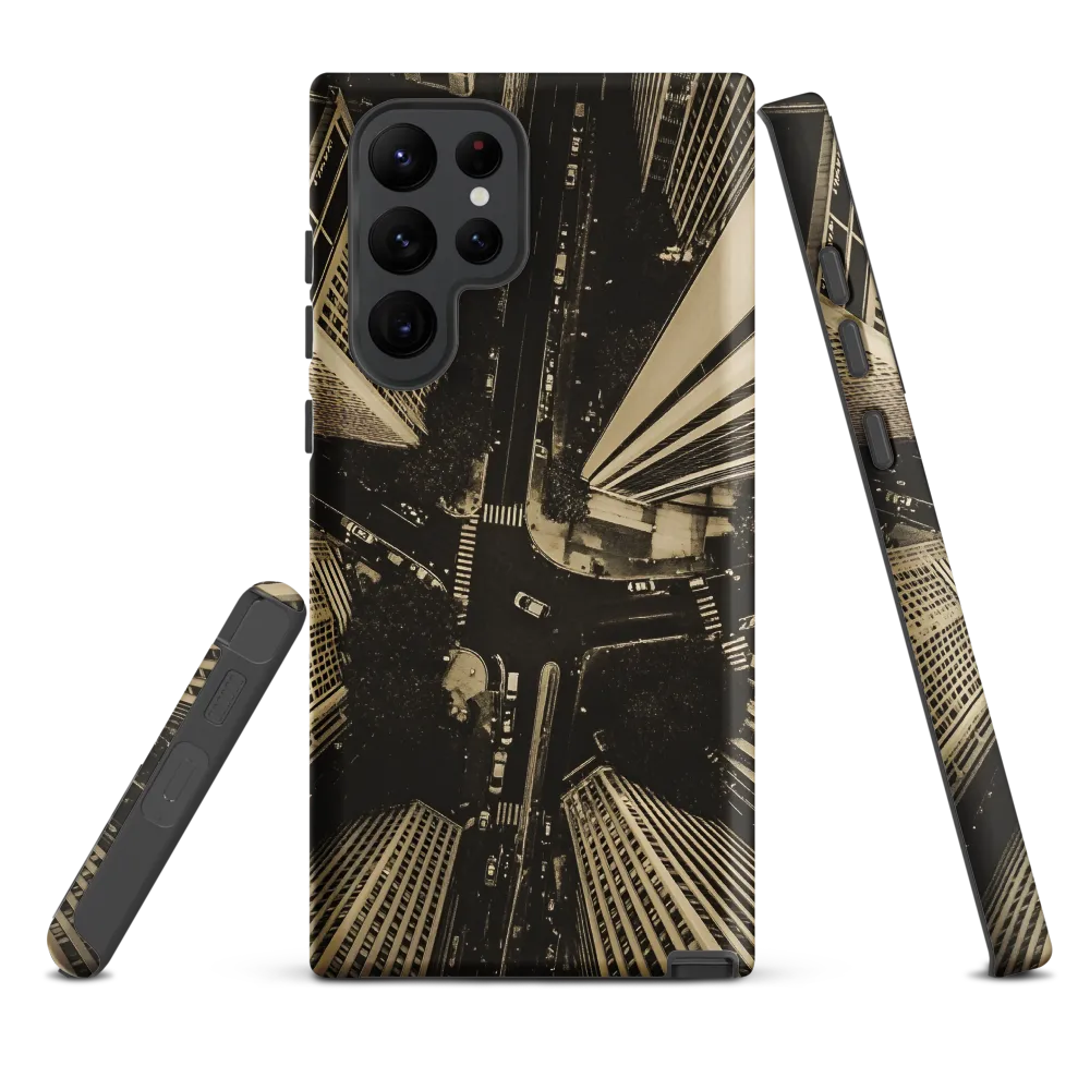 Urban Symphony: Aerial Perspective of City Life | Phone Case |  S22 Ultra | Tough Case | Matte