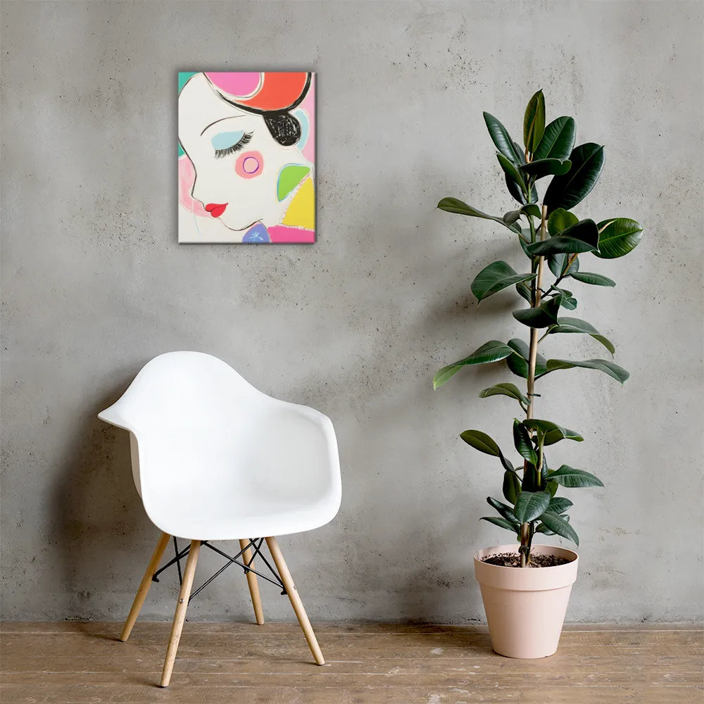 Whimsical Portrait in Colorful Abstraction | Canvas | 16″×20″