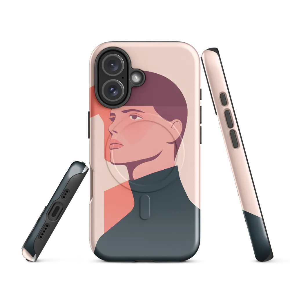 Contemplative Portrait in Minimalism | Phone Case |  16 | MagSafe® Tough Case | Glossy