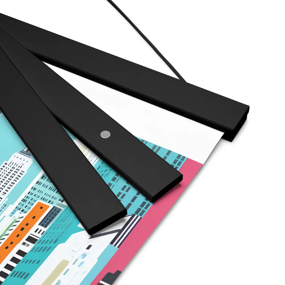 Urban Symphony: A Modern Cityscape | Poster With Black Wood Hanger | 8″×10″