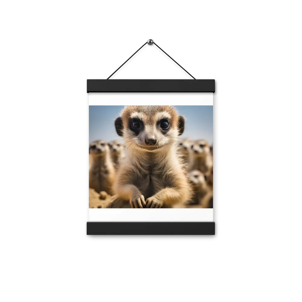 Curious Stance: The Meerkat's Gaze | Poster With Black Wood Hanger | 8″×10″