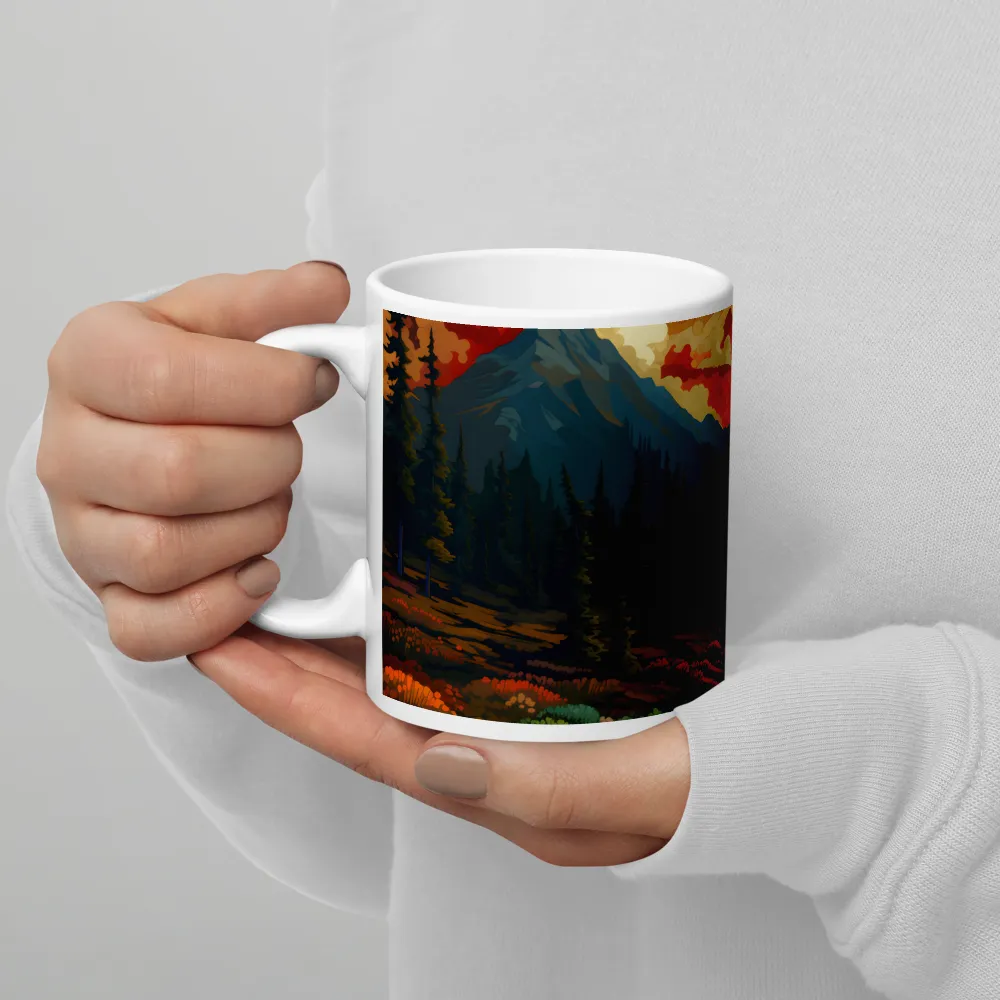 Serenity in Sunset: A Winding River's Embrace | Mug with White inside | 11 oz