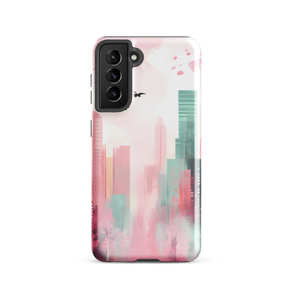 Dreamy Cityscape in Pink and Cyan