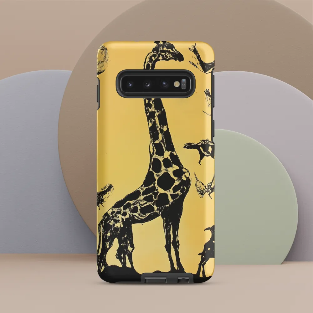 Whimsical Harmony of Giraffe and Birds
