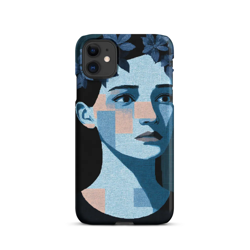 Grid-Wreathed Cyan Portrait