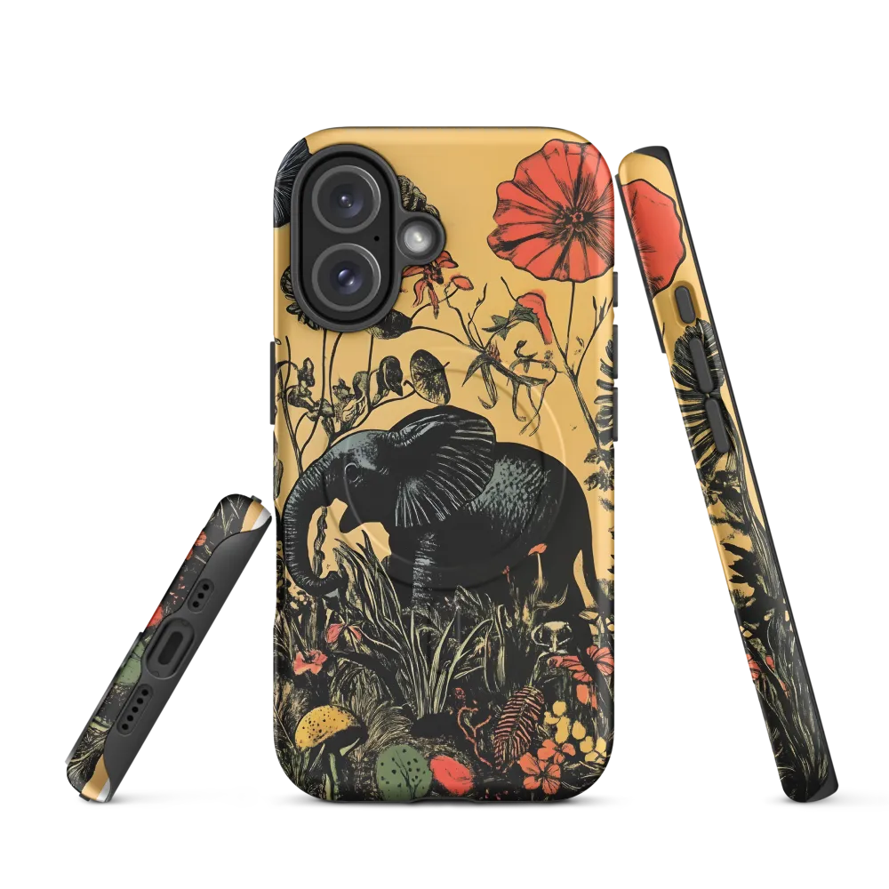 Floral Majesty: The Elephant's Sanctuary | Phone Case |  16 | MagSafe® Tough Case | Matte