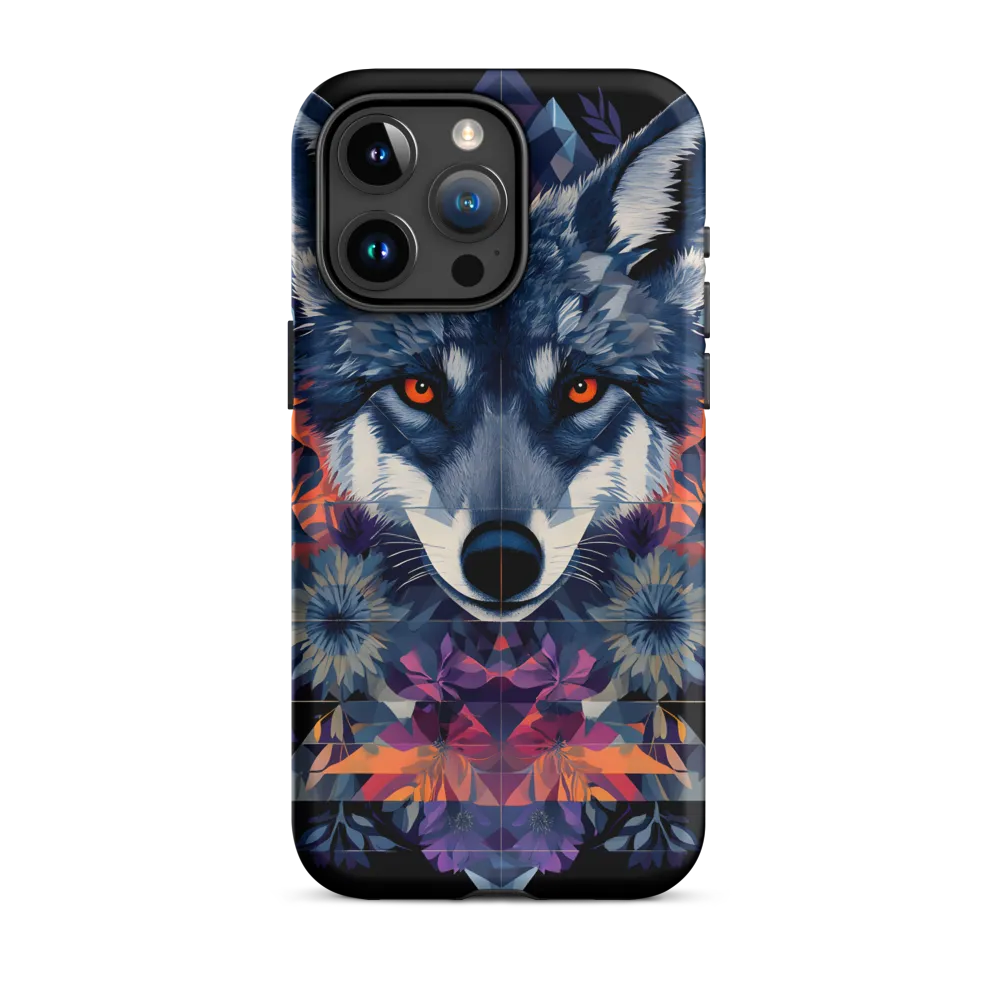 Mystical Wolf Amidst Floral Geometry