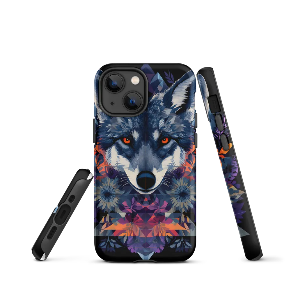 Mystical Wolf Amidst Floral Geometry