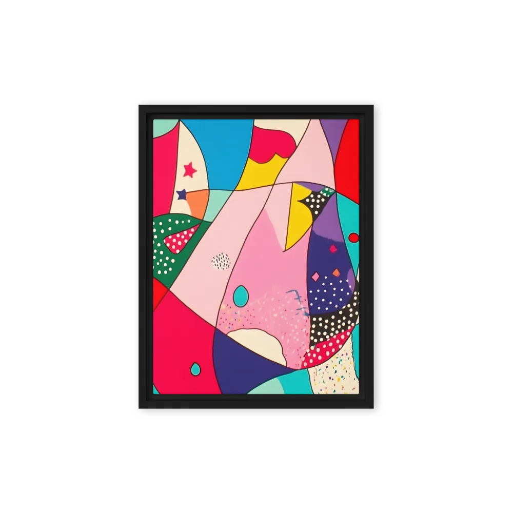 Playful Geometry in Color | Canvas with Black Frame | 9″×12″