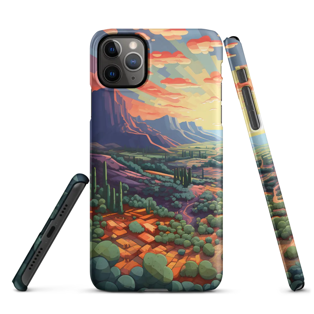 Sunset Over a Geometric Desert Valley