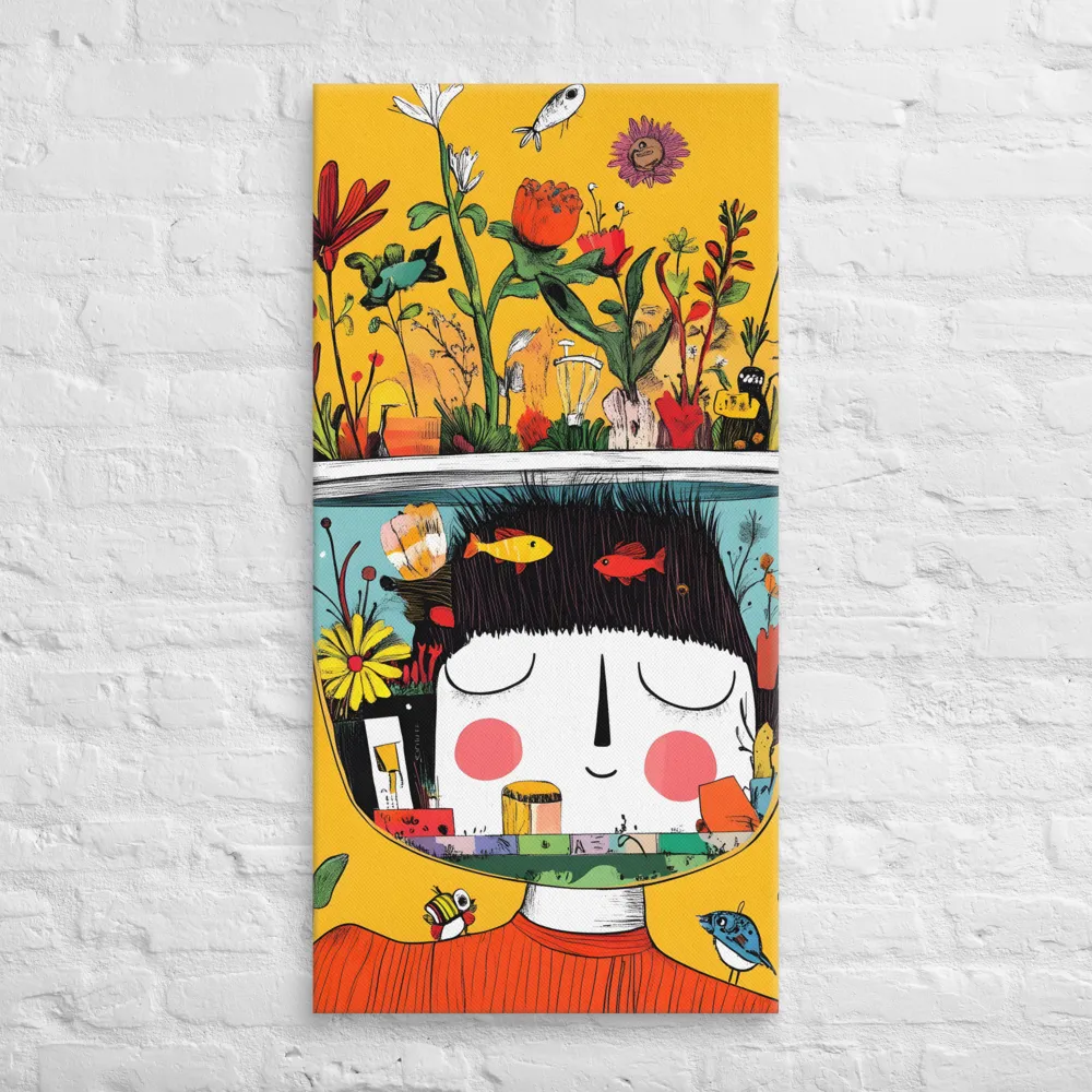 Whimsical Garden Head | Canvas | 20″×40″