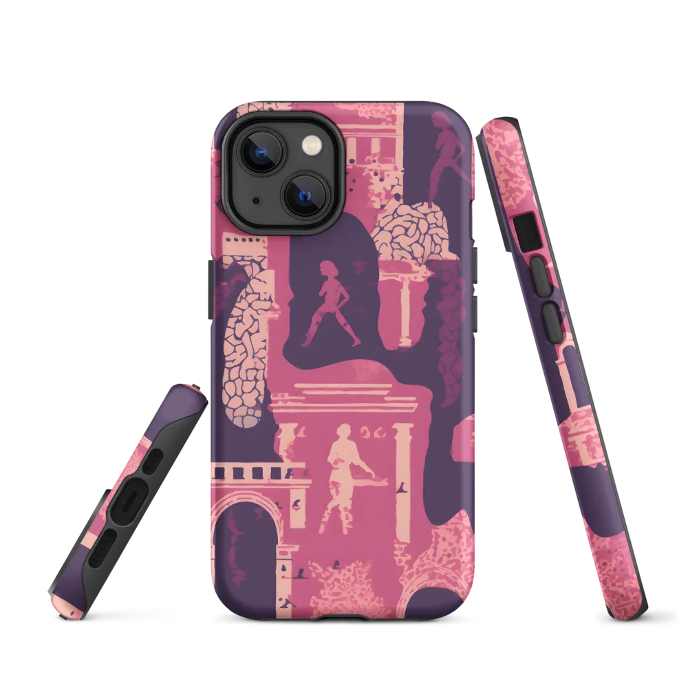 Whimsical Interplay of Figures and Architecture | Phone Case |  14 | Tough Case | Matte