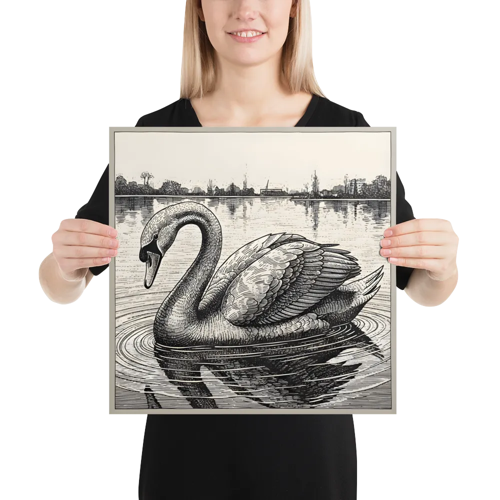 Etched Swan 
 Poster | 16″x 16″