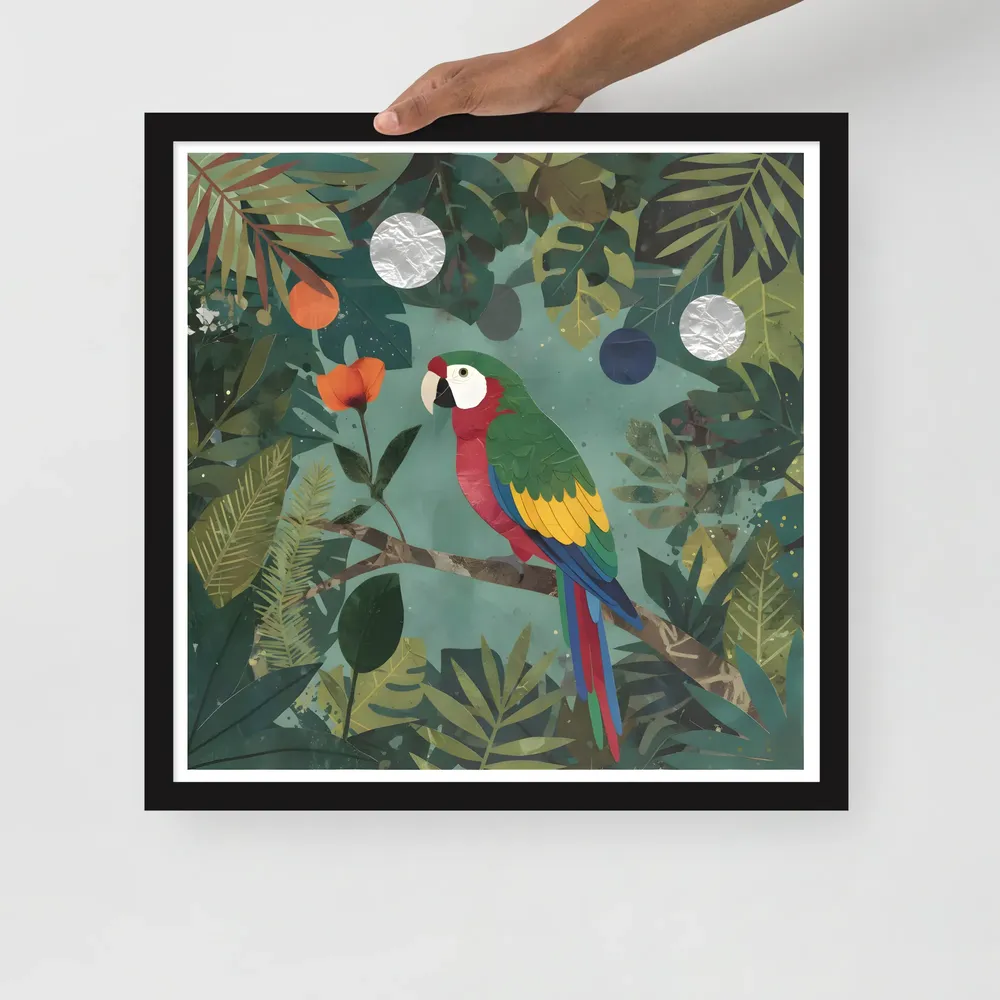Canopy Parrot 
 Poster with Black Frame | 18″x 18″